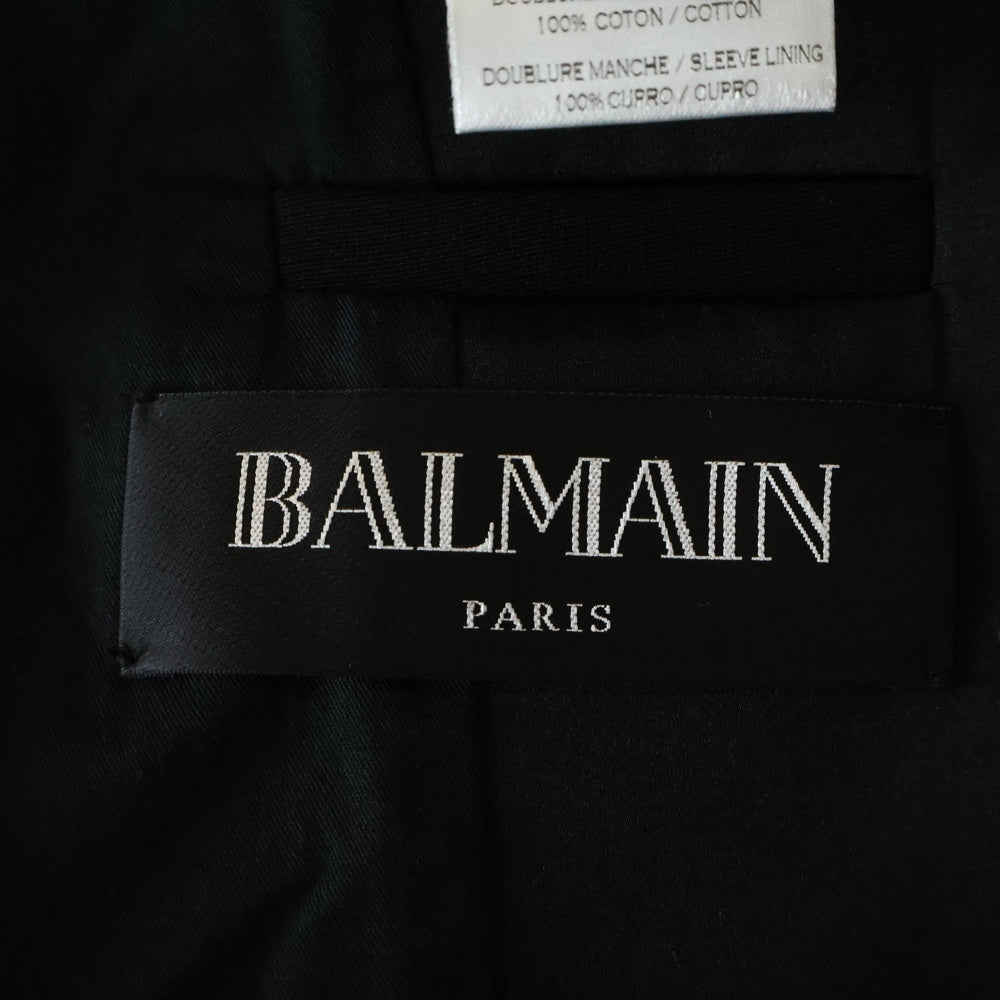 BALMAIN(バルマン) フランス製 タキシードショールカラー メタルボタン ショートテーラードジャケット ブラック T778C117
