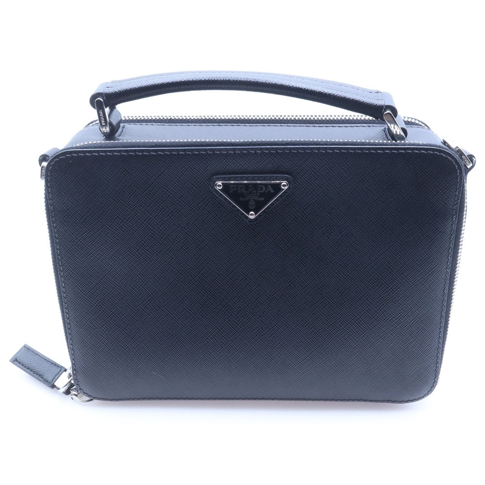 PRADA(プラダ) SAFFIANO トライアングルロゴ ブリック サフィアーノ レザー 2WAY ハンドバッグ ショルダーバッグ ブラック 2VH069 レディース