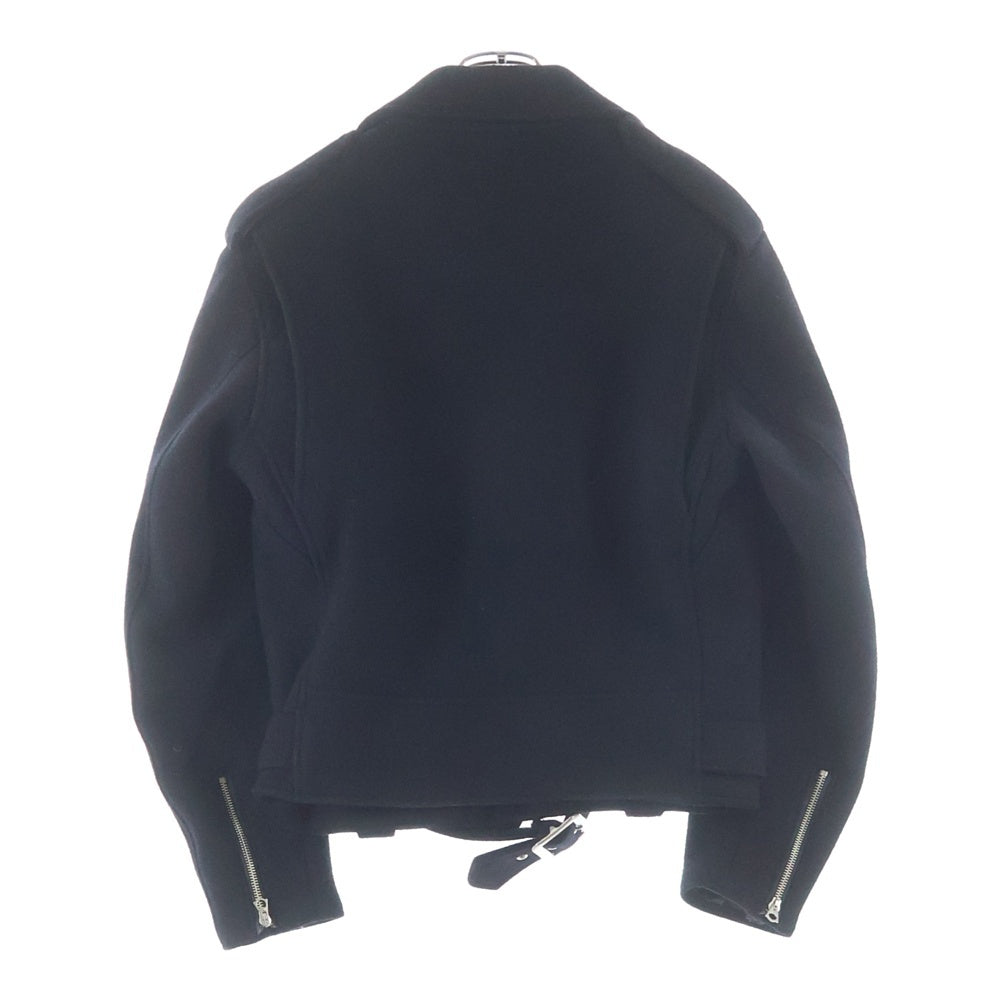 Yohji Yamamoto POUR HOMME(ヨウジヤマモト プールオム) 03AW ウール メルトン ダブルライダースジャケット ブラック HU-J24-166