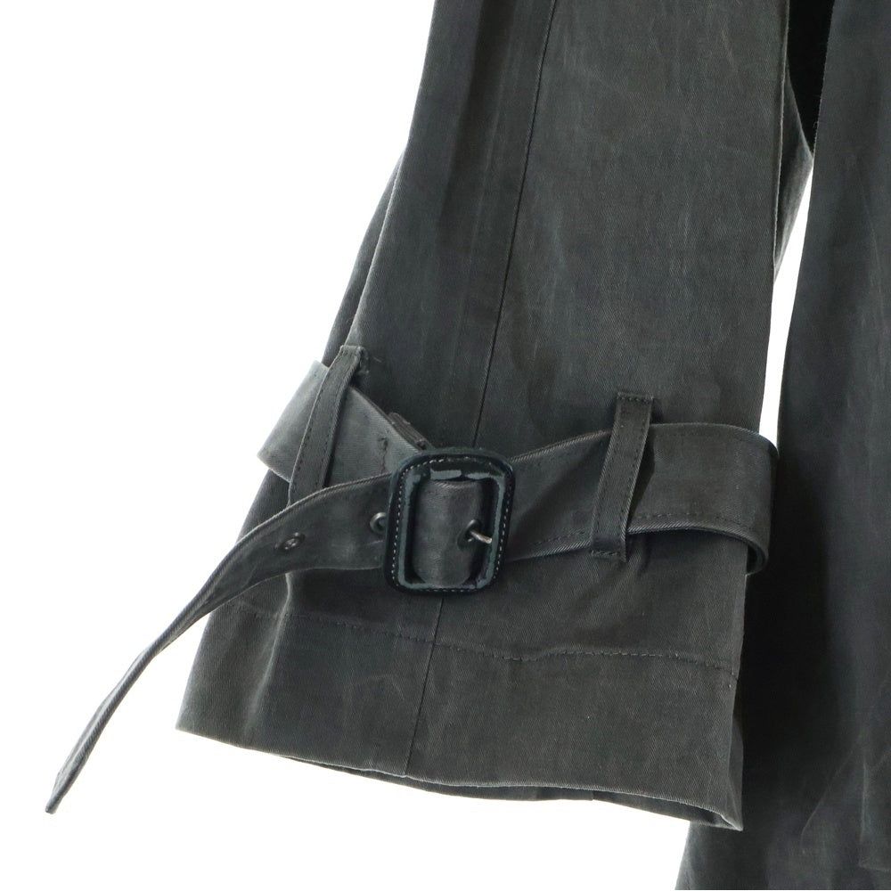 JUNYA WATANABE COMME des GARCONS(ジュンヤワタナベ コムデギャルソン) 02AW AD2002 コットン ダメージ加工 ロング トレンチコート グレー VG-C001