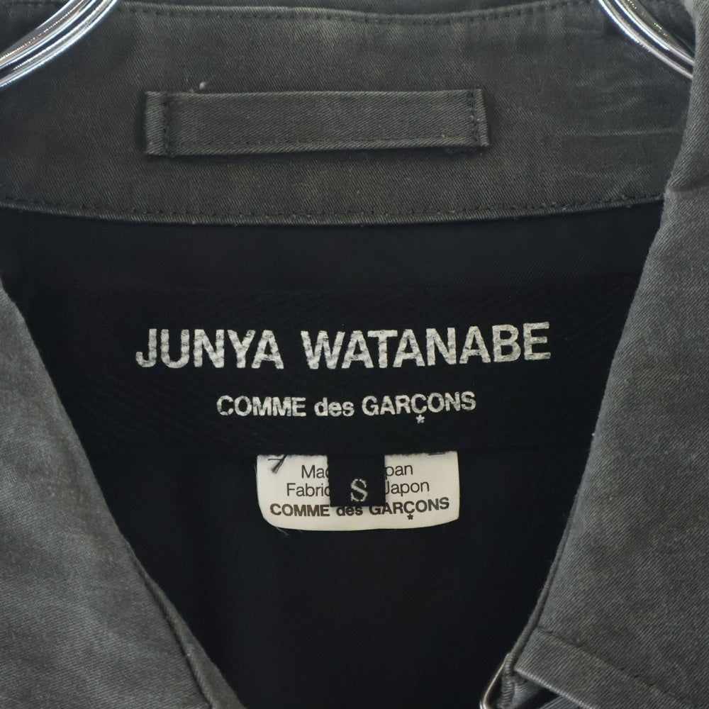 JUNYA WATANABE COMME des GARCONS(ジュンヤワタナベ コムデギャルソン) 02AW AD2002 コットン ダメージ加工 ロング トレンチコート グレー VG-C001