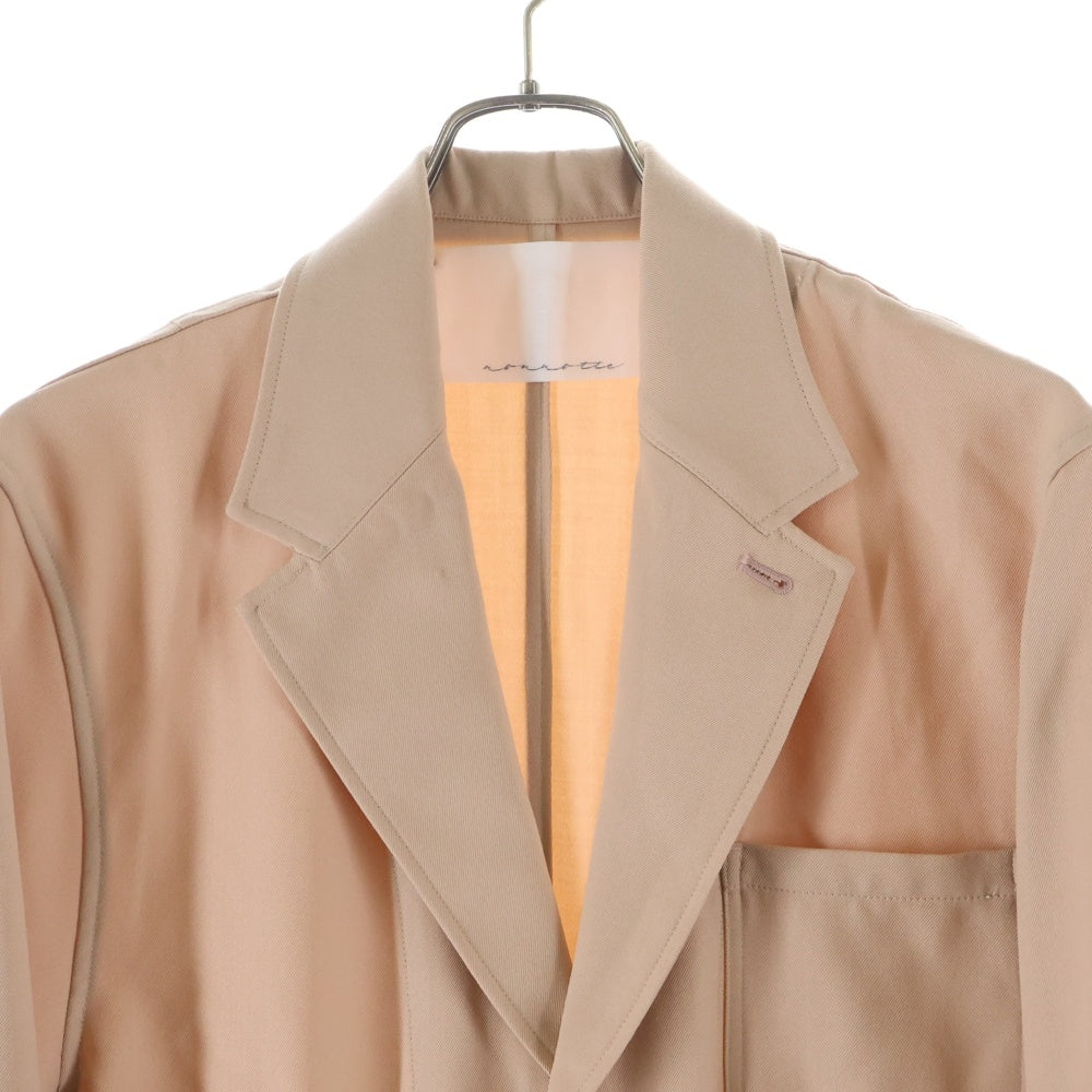 NO BRAND(ノーブランド) NONNOTTE ノノット CUTAWAY FRONT LONG JACKET カッタウェイ フロント ウール ロングジャケット ピンク N-23A-028