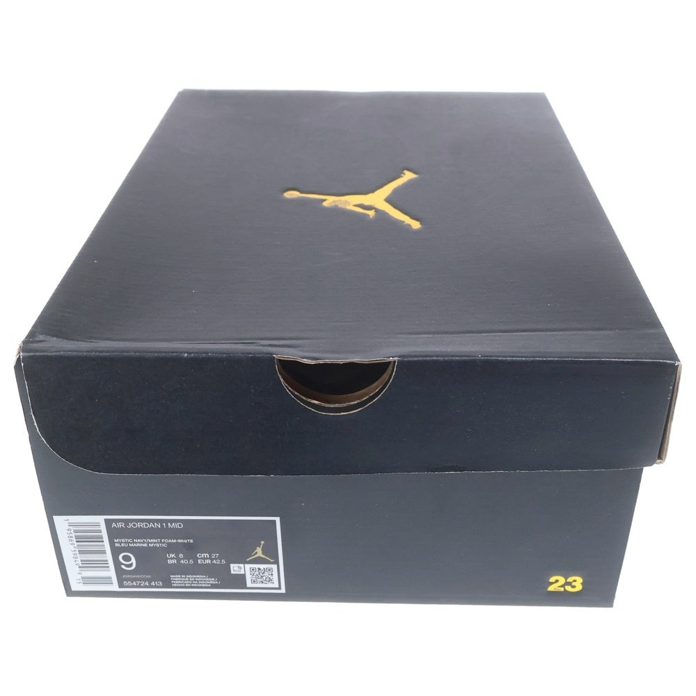 NIKE(ナイキ) AIR JORDAN 1 MID BLUE MINT エアジョーダン 1 ブルーミント ミッドカットスニーカー ホワイト/ブルー US7.5/27cm 554724-413