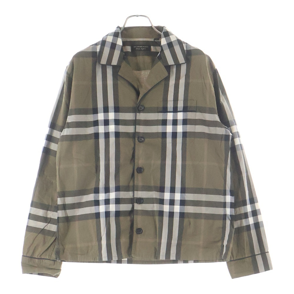 BURBERRY(バーバリー) チェック柄 長袖オープンカラーシャツ カーキ 4046148