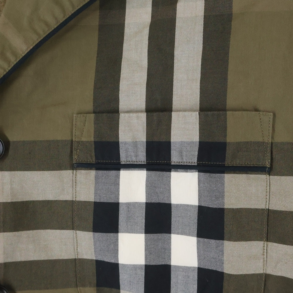 BURBERRY(バーバリー) チェック柄 長袖オープンカラーシャツ カーキ 4046148