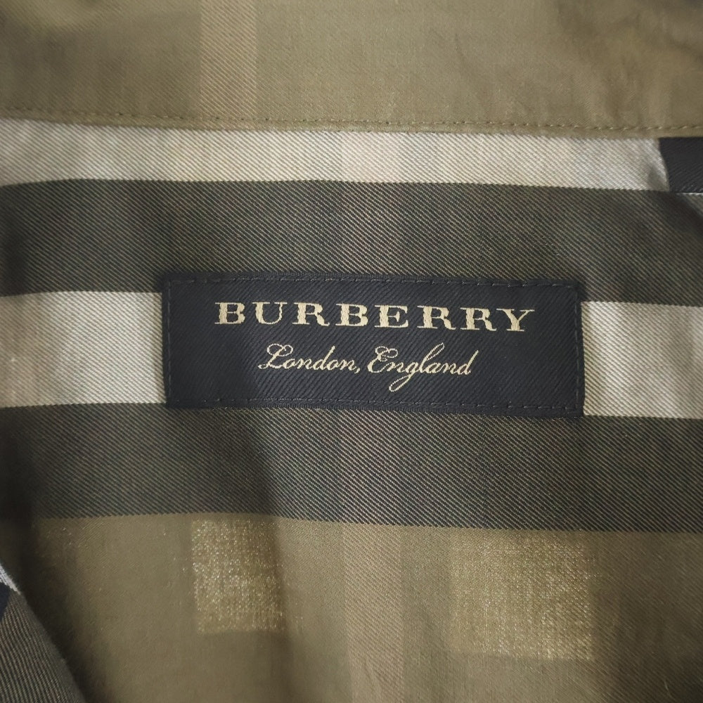 BURBERRY(バーバリー) チェック柄 長袖オープンカラーシャツ カーキ 4046148