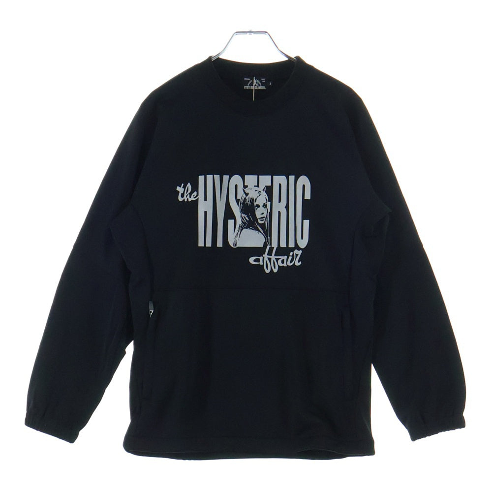 HYSTERIC GLAMOUR(ヒステリックグラマー) THE HYS AFFAIR ザヒスアフェアー フロントロゴプリント クルーネックスウェット トレーナー ブラック 02183CS05