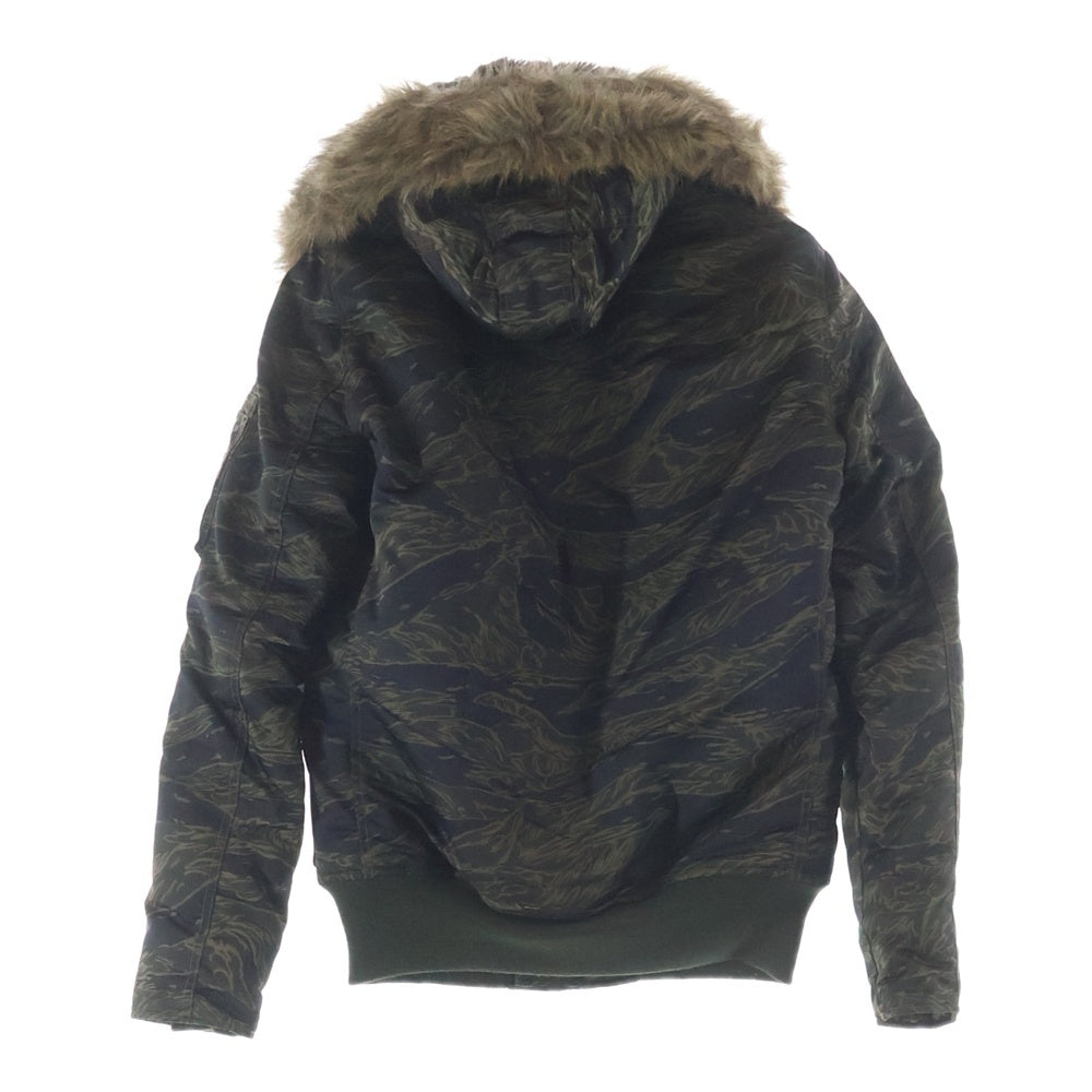 HYSTERIC GLAMOUR(ヒステリックグラマー) N-2B ナイロン 迷彩 ファーフーデッドパファージャケット カーキ 0293AB02