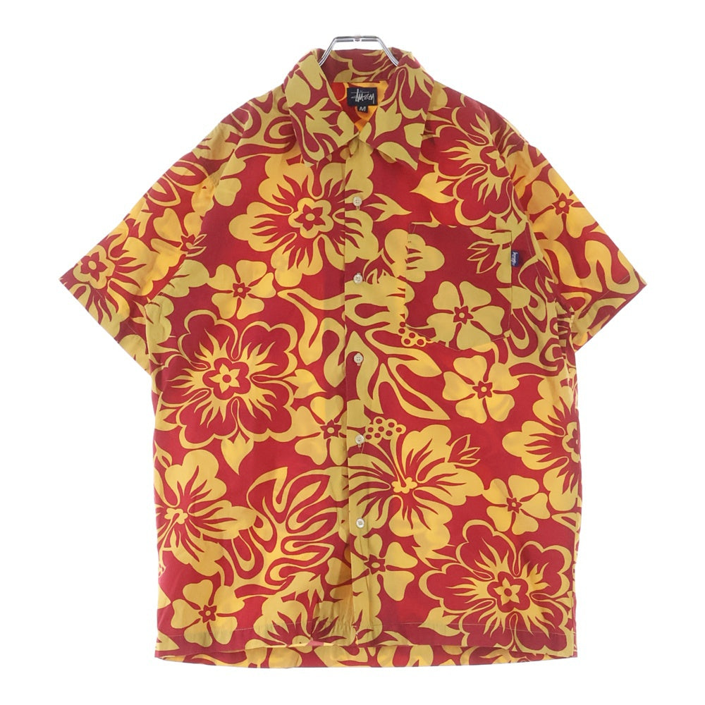STUSSY(ステューシー) 90S VINTAGE 紺タグ ヴィンテージ 半袖アロハシャツ レッド