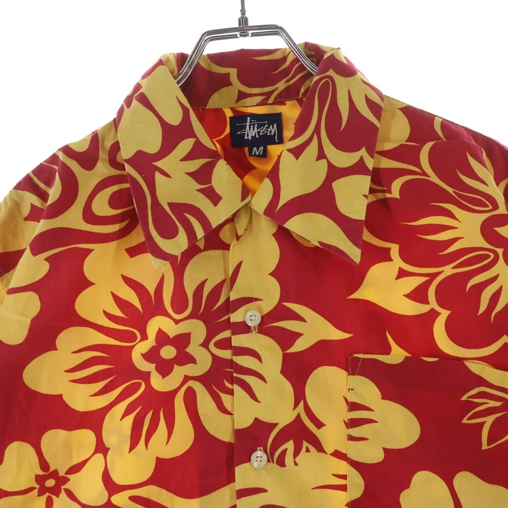 STUSSY(ステューシー) 90S VINTAGE 紺タグ ヴィンテージ 半袖アロハシャツ レッド