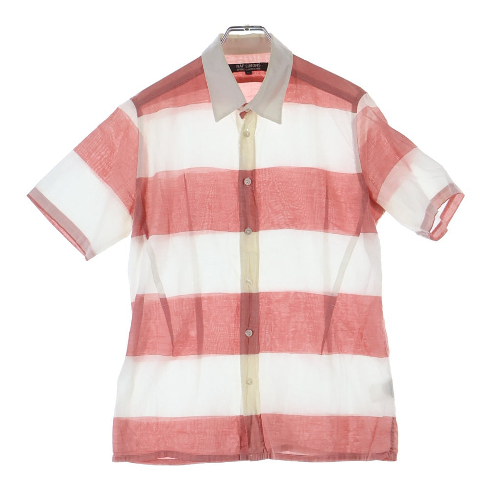 RAF SIMONS(ラフシモンズ) 08SS ARCHIVE アーカイブ ボーダー 半袖シャツ ホワイト/レッド