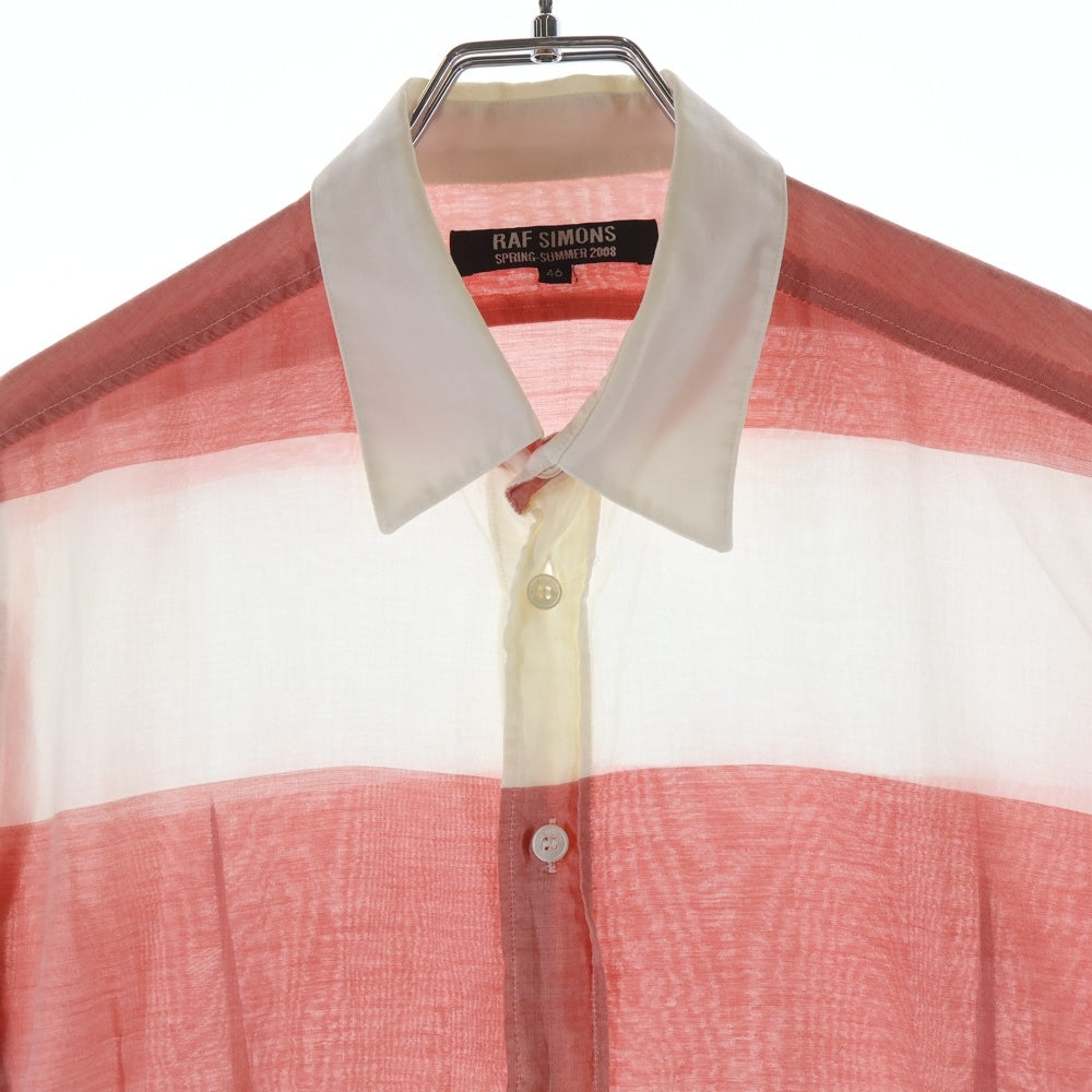 RAF SIMONS(ラフシモンズ) 08SS ARCHIVE アーカイブ ボーダー 半袖シャツ ホワイト/レッド