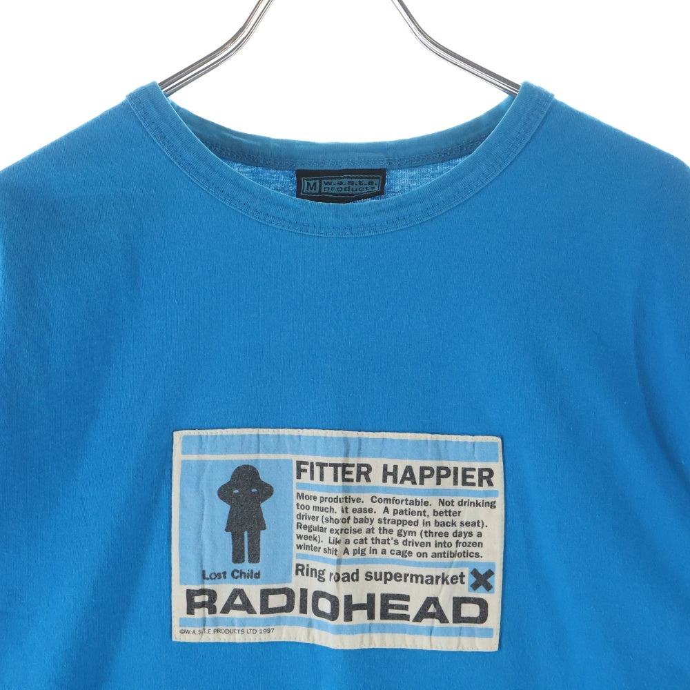VINTAGE(ヴィンテージ) 90S WASTE PRODUCTS RADIO HEAD ウエストプロダクツ レディオヘッド クルーネック半袖Tシャツ カットソー ブルー