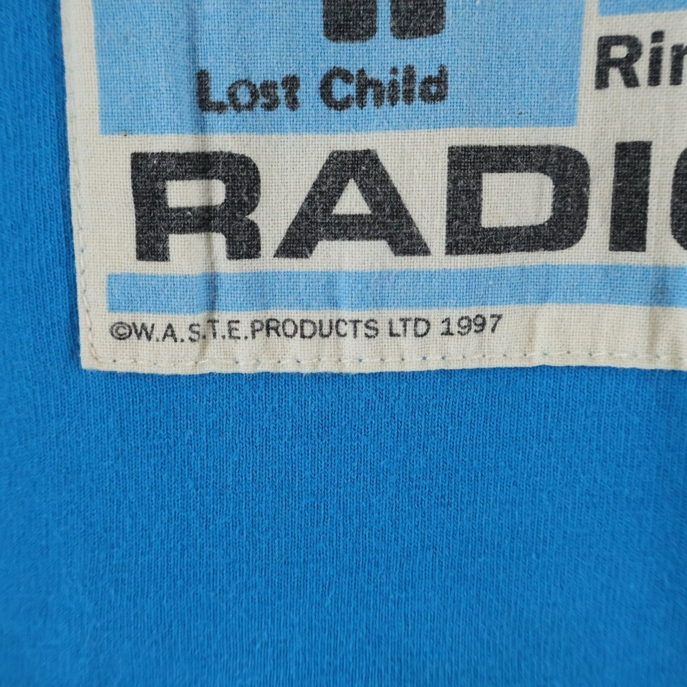 VINTAGE(ヴィンテージ) 90S WASTE PRODUCTS RADIO HEAD ウエストプロダクツ レディオヘッド クルーネック半袖Tシャツ カットソー ブルー