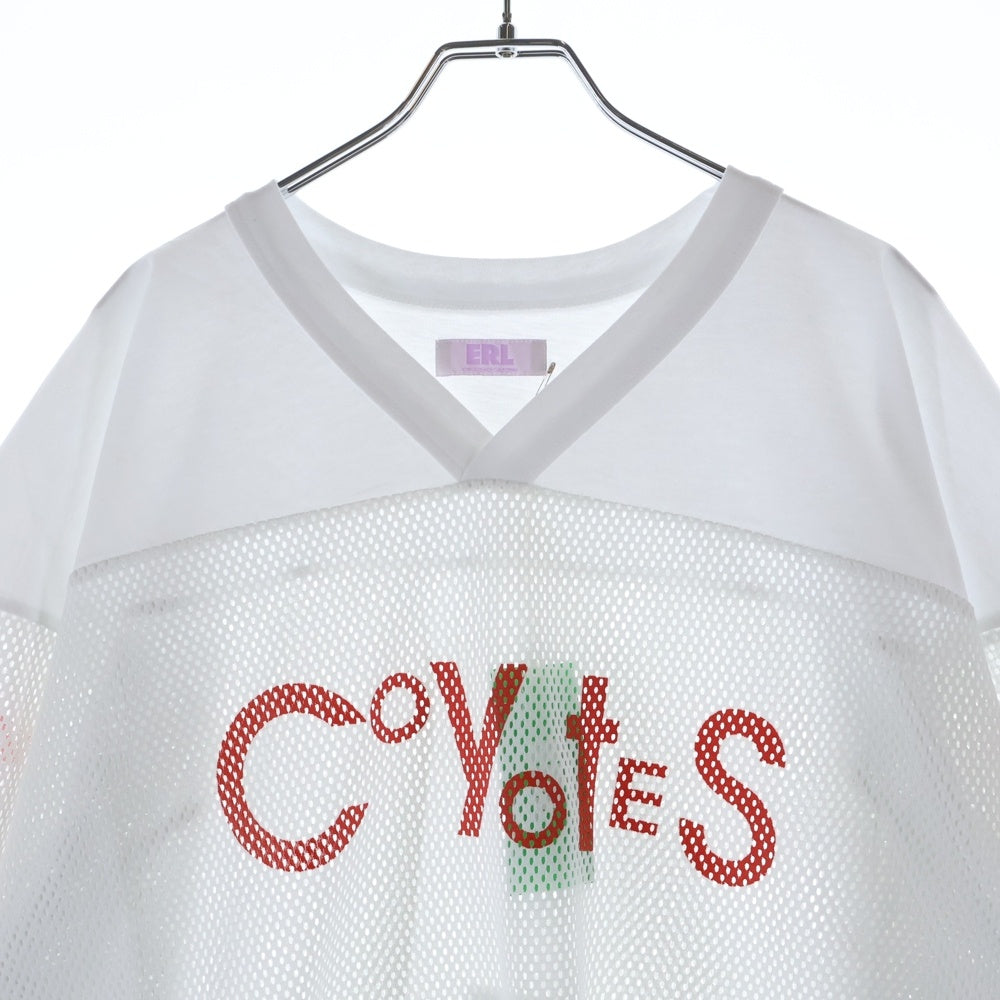 ERL(イーアールエル) Football T-Shirt フットボール メッシュ 半袖Tシャツ カットソー ホワイト ERL02T013
