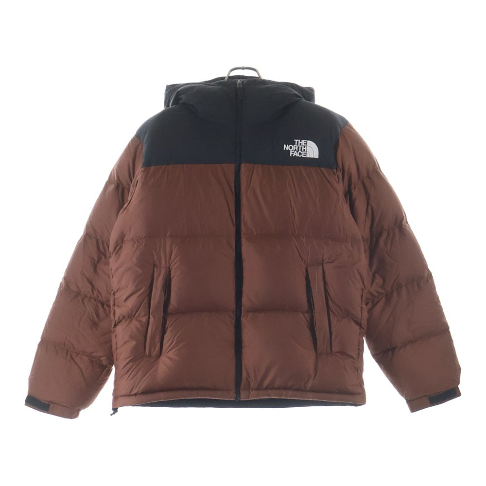 THE NORTH FACE(ザノースフェイス) NUPTSE HOODIE ヌプシ フーディー ロゴエンブロイダリー ジップアップ ダウンジャケット ブラウン/ブラック ND92331