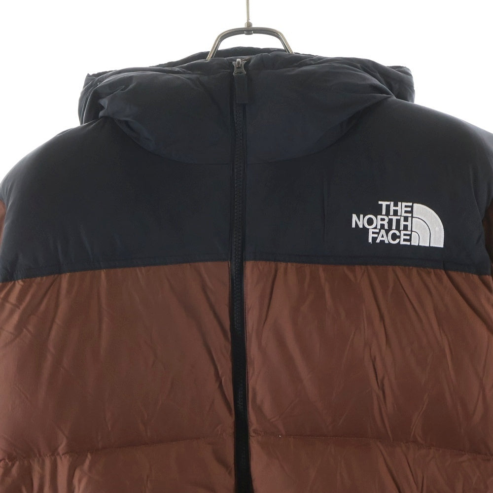 THE NORTH FACE(ザノースフェイス) NUPTSE HOODIE ヌプシ フーディー ロゴエンブロイダリー ジップアップ ダウンジャケット ブラウン/ブラック ND92331