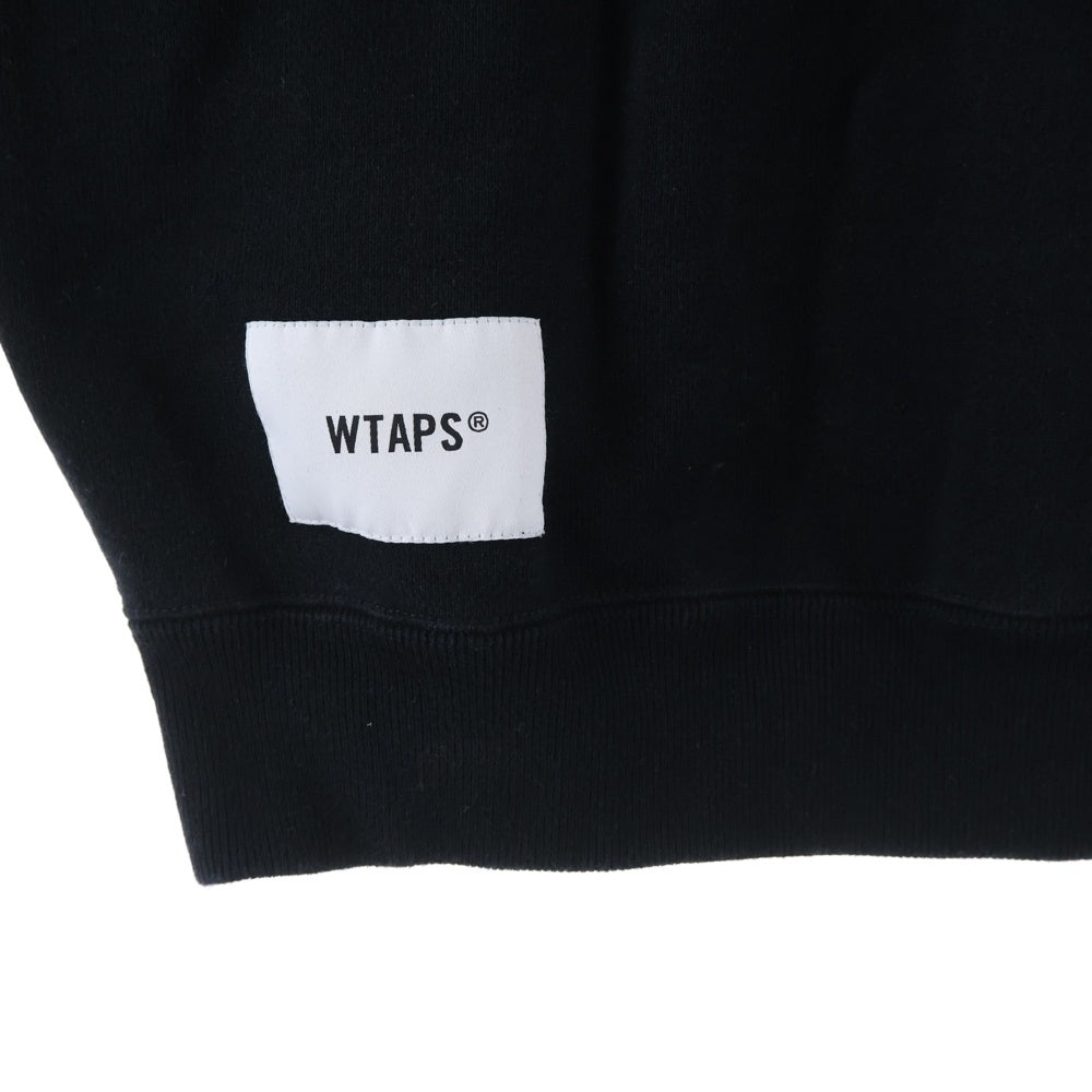 WTAPS(ダブルタップス) 24SS フロントロゴデザイン コットン クルーネックプルオーバー スウェットトレーナー ブラック 241ATDT-CSM03