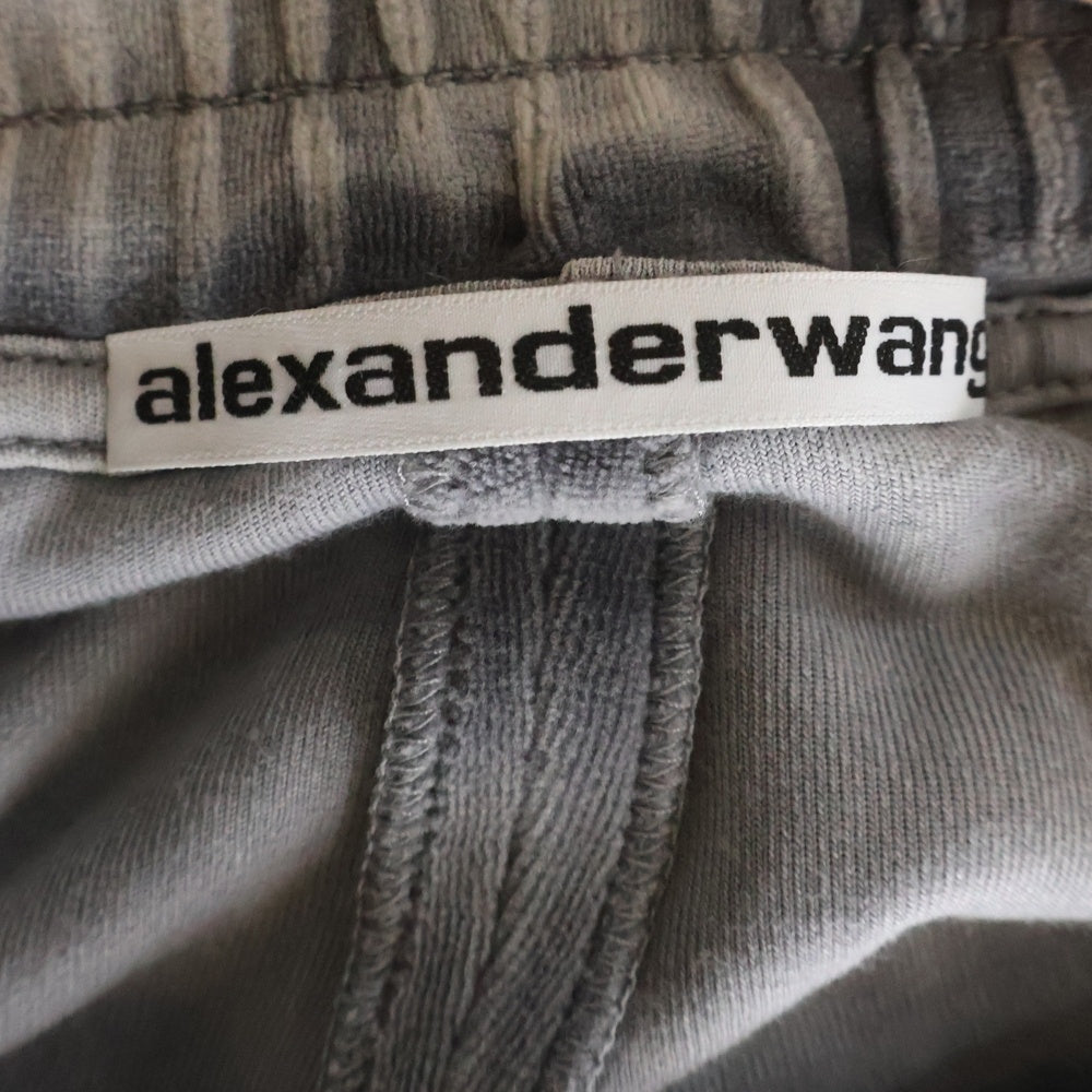 ALEXANDER WANG(アレキサンダーワン) EMBOSSED LOGO TRACK PANTS エンボスドロゴ ベロア ドローストリングトラックパンツ グレー 6CC1244025