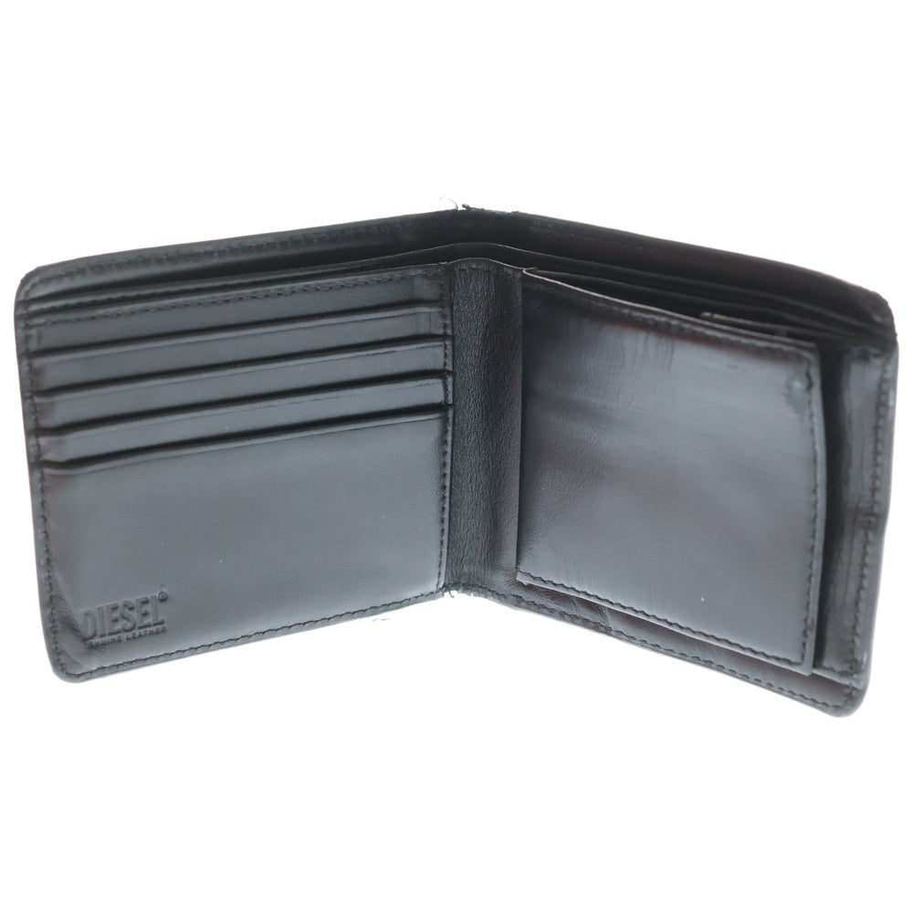 DIESEL(ディーゼル) 1DR BI FOLD COIN ワンディーアール バイフォールド コイン 二つ折り財布 コンパクトウォレット ブラック X10029
