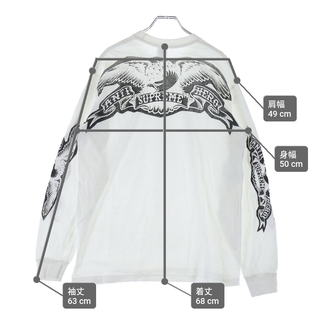 SUPREME(シュプリーム) 25AW ×ANTIHERO Eagle L/S Tee アンタイヒーロー イーグル クルーネック長袖Tシャツ カットソー ホワイト