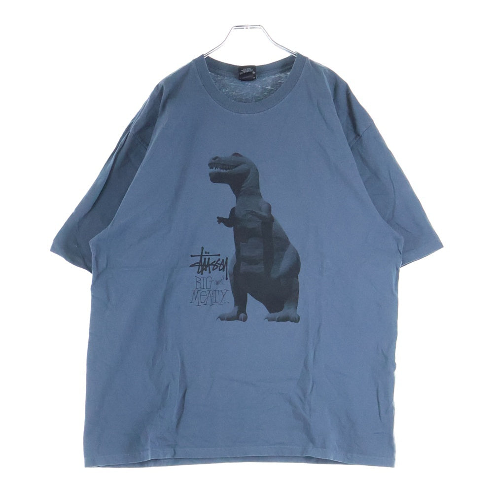 STUSSY(ステューシー) BIG AND MEATY ビッグアンドミーティー フロントプリント クルーネック半袖Tシャツ カットソー ブルー
