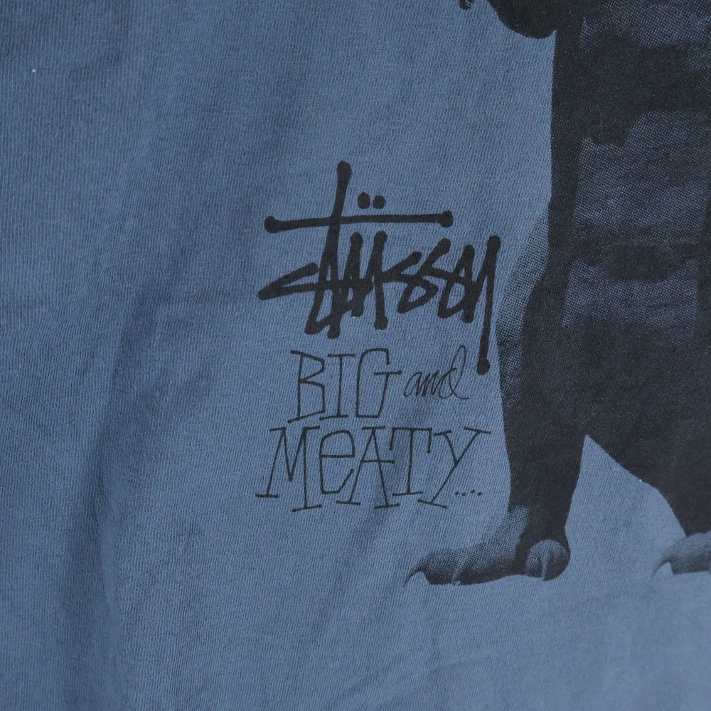 STUSSY(ステューシー) BIG AND MEATY ビッグアンドミーティー フロントプリント クルーネック半袖Tシャツ カットソー ブルー