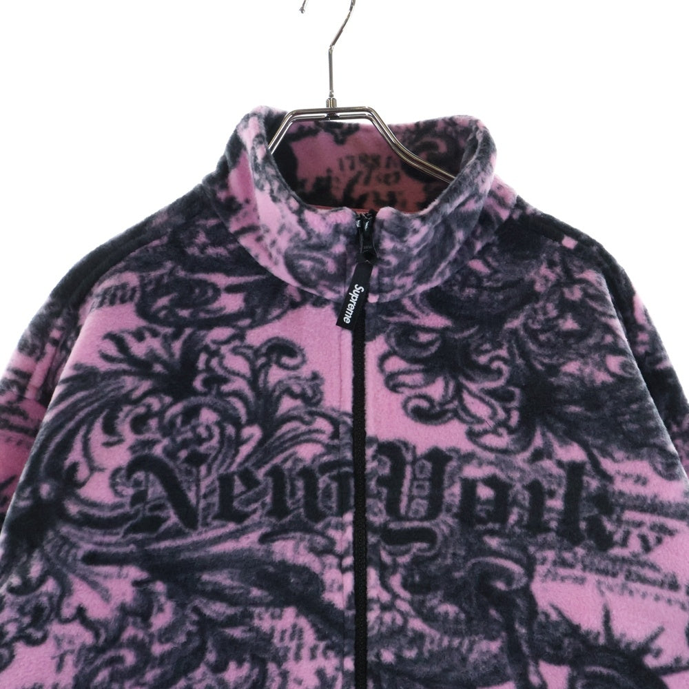 SUPREME(シュプリーム) 25AW New York Fleece Jacket 総柄 ニューヨーク フリースジャケット ピンク