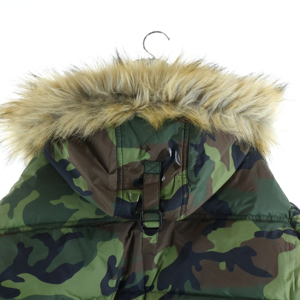 SUPREME(シュプリーム) 25AW Facemask 700-Fill Down Puffer Jacket カモ柄 フェイスマスク 700フィル ファーフーデッド ダウンパファージャケット カーキ