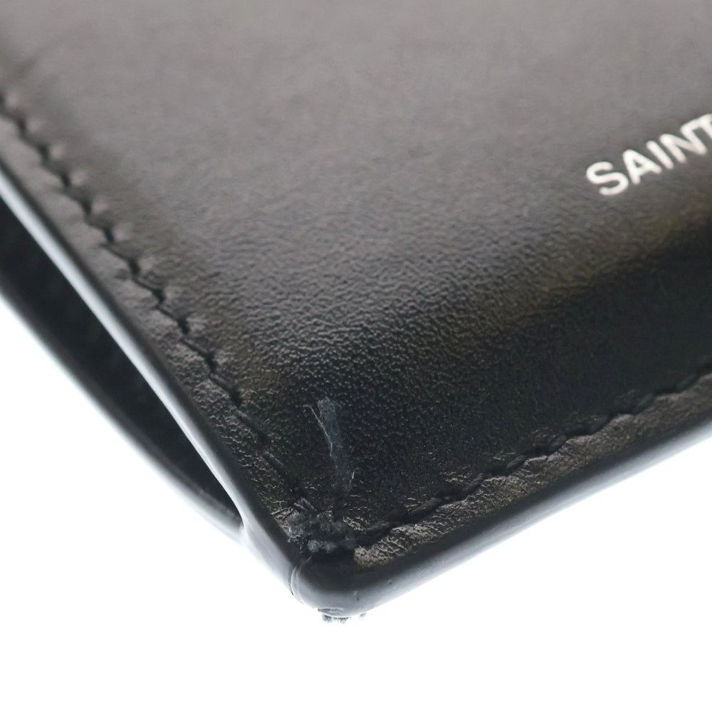 SAINT LAURENT PARIS(サンローランパリ) フロントロゴ レザー フラグメント カードケース ブラック 609362
