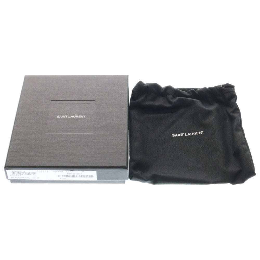 SAINT LAURENT PARIS(サンローランパリ) フロントロゴ レザー フラグメント カードケース ブラック 609362