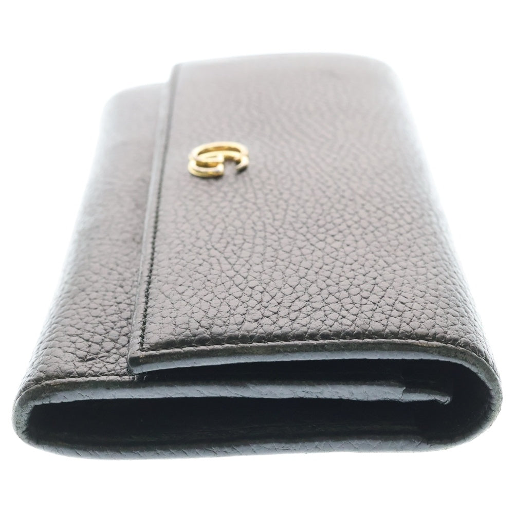 GUCCI(グッチ) GGマーモント ロゴプレート レザー 長財布 コンチネンタルウォレット ゴールド金具 ブラック 456116 レディース
