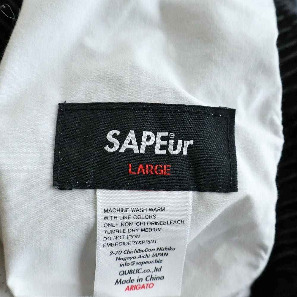 SAPEur(サプール) 切り替えデザイン ドローストリング デニムトラックパンツ ブラック