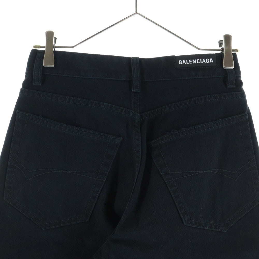 BALENCIAGA(バレンシアガ) 23AW ジップフライ カットオフ デニム ショートパンツ ブラック 753212 TNW11