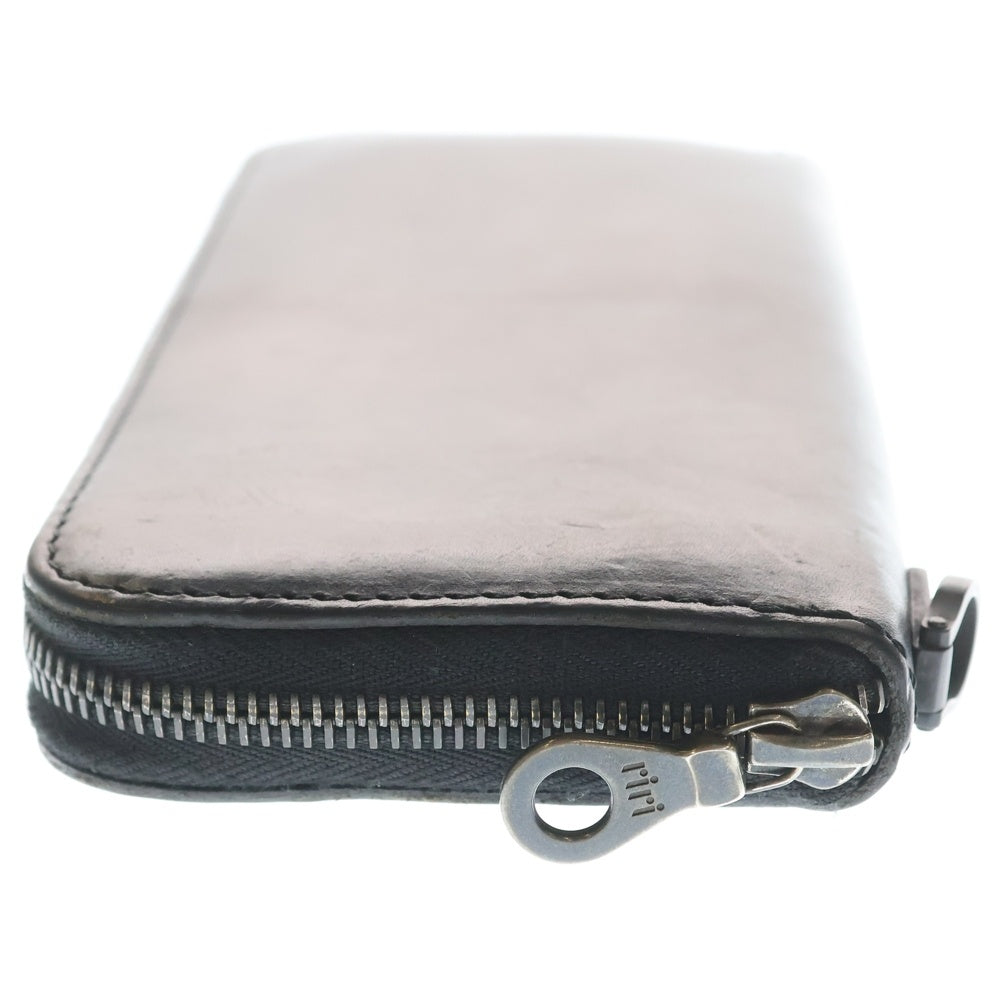 ISAMU KATAYAMA BACKLASH(イサムカタヤマバックラッシュ) GUIDI CALF ROUND FASTNER WALLET グイディ オイルカーフレザー ラウンドジップウォレット 長財布 ブラック 345-15