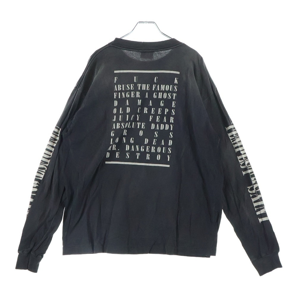SAINT MICHAEL(セントマイケル) 24AW TEMPEST LS TEE テンペスト ヴィンテージ加工 両面アームプリントTシャツ 長袖クルーネックカットソー ブラック SM-YS1-0000-011