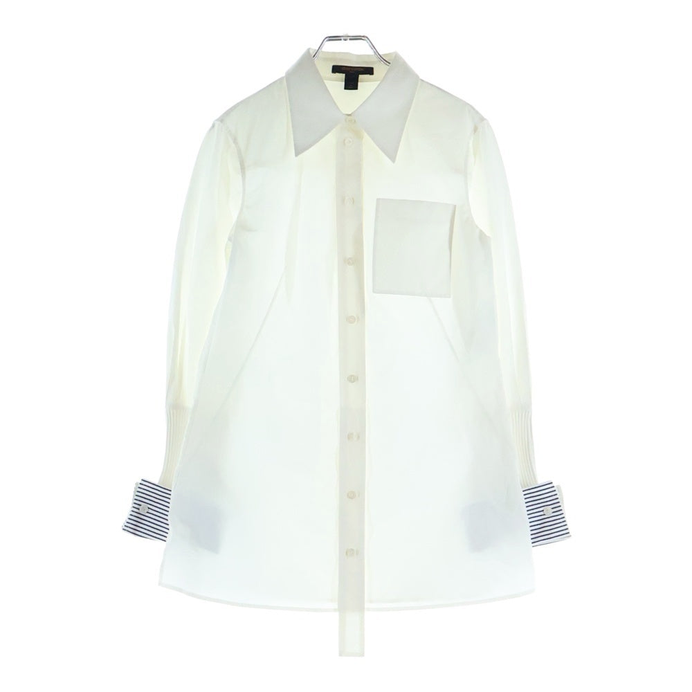LOUIS VUITTON(ルイヴィトン) 18SS ボーダーカフス レーヨン混 長袖シャツ ホワイト RW181A FQN FEBL73