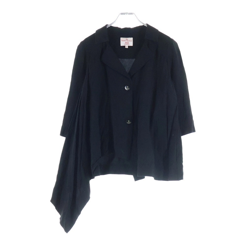 Vivienne Westwood Red Label(ヴィヴィアンウエストウッドレッドレーベル) レーヨン混 アシンメトリーデザイン オープンカラー 半袖シャツ ブラック