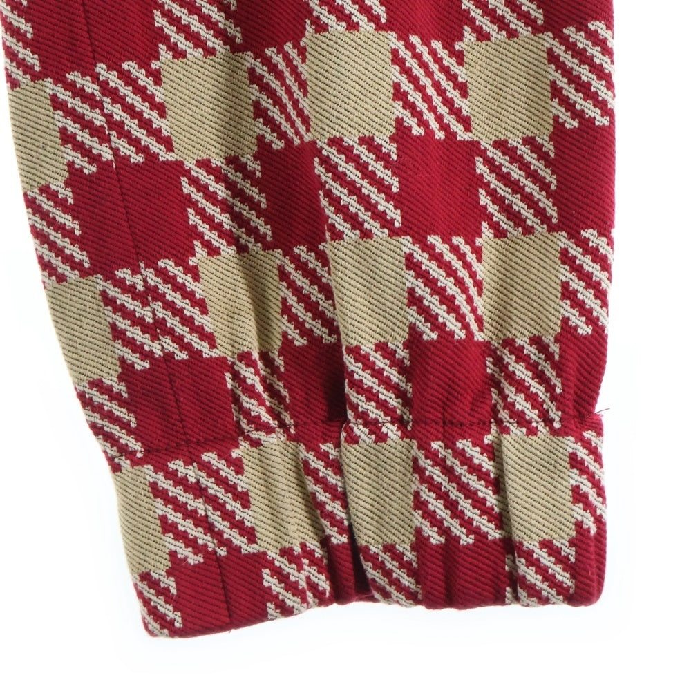 DRIES VAN NOTEN(ドリスヴァンノッテン) チェック柄 サイドライン ドローストリング イージーパンツ レッド 71-04-84-04003