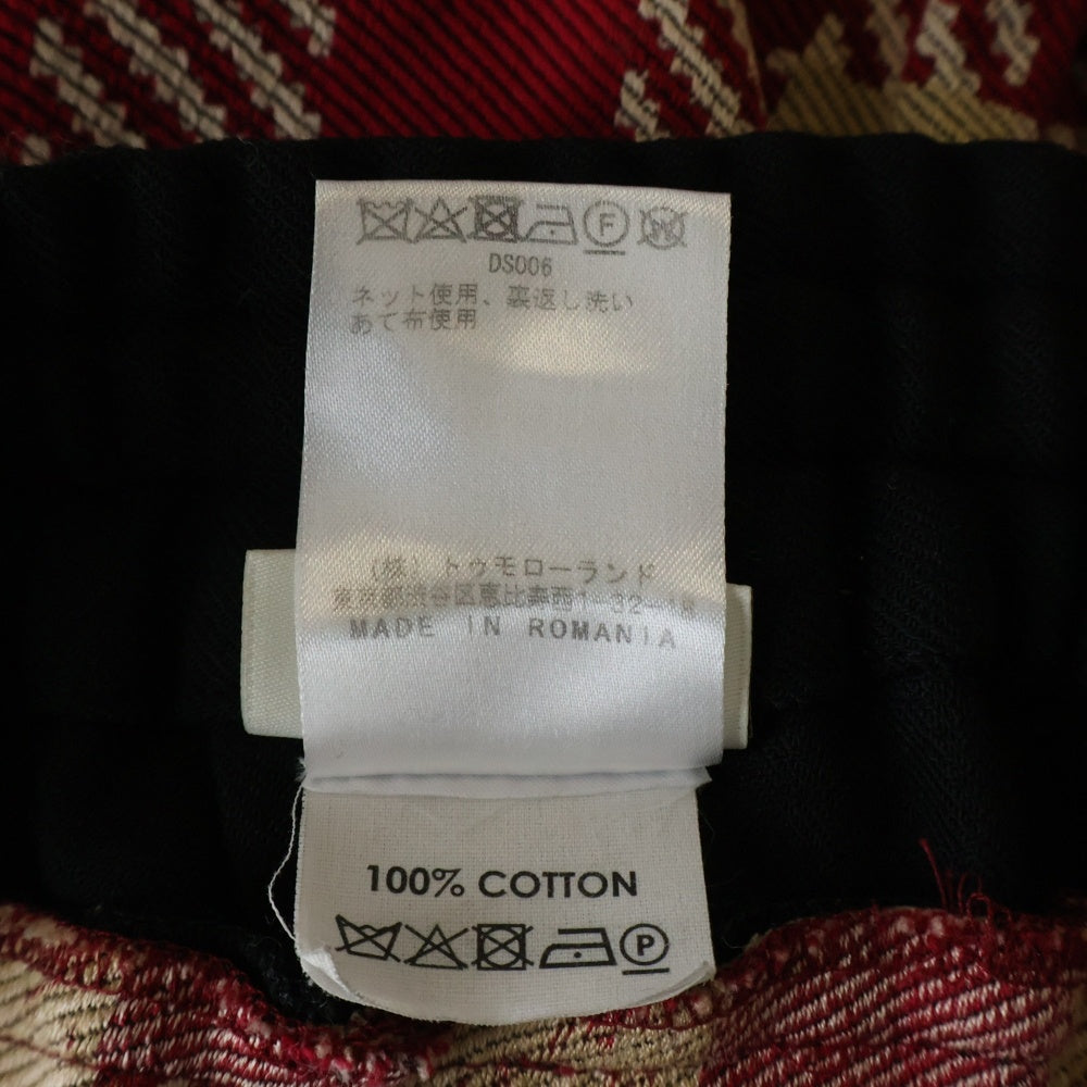 DRIES VAN NOTEN(ドリスヴァンノッテン) チェック柄 サイドライン ドローストリング イージーパンツ レッド 71-04-84-04003