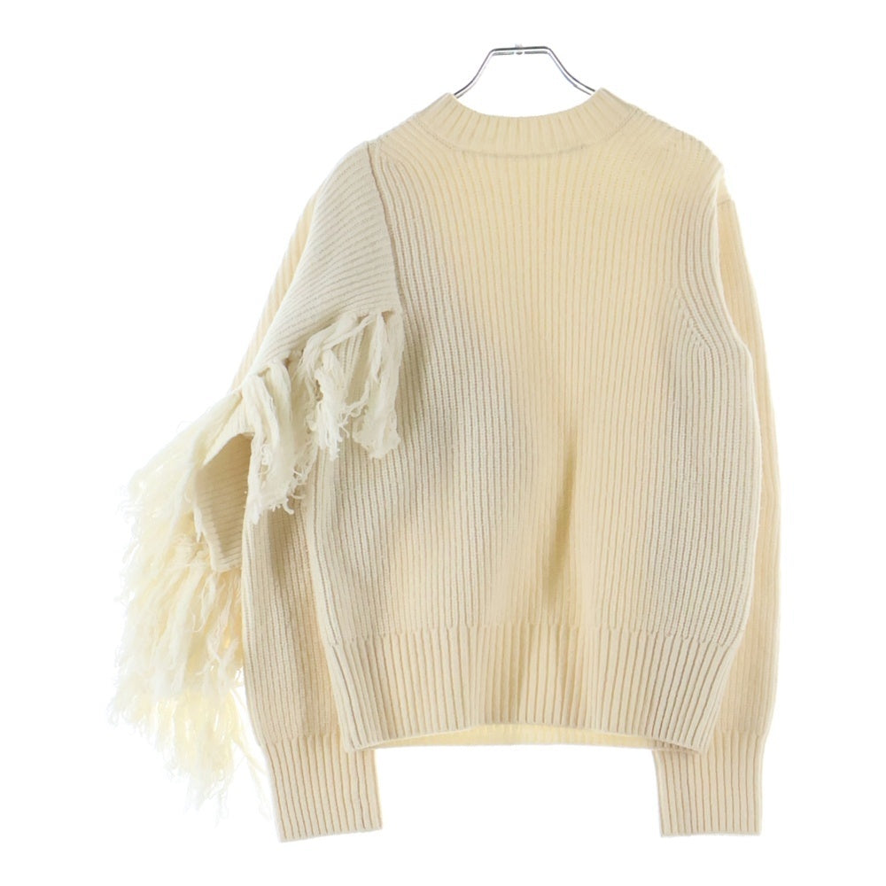 Sacai(サカイ) アシンメトリー フリンジマフラーデザイン クルーネックニット セーター ベージュ 19-04592