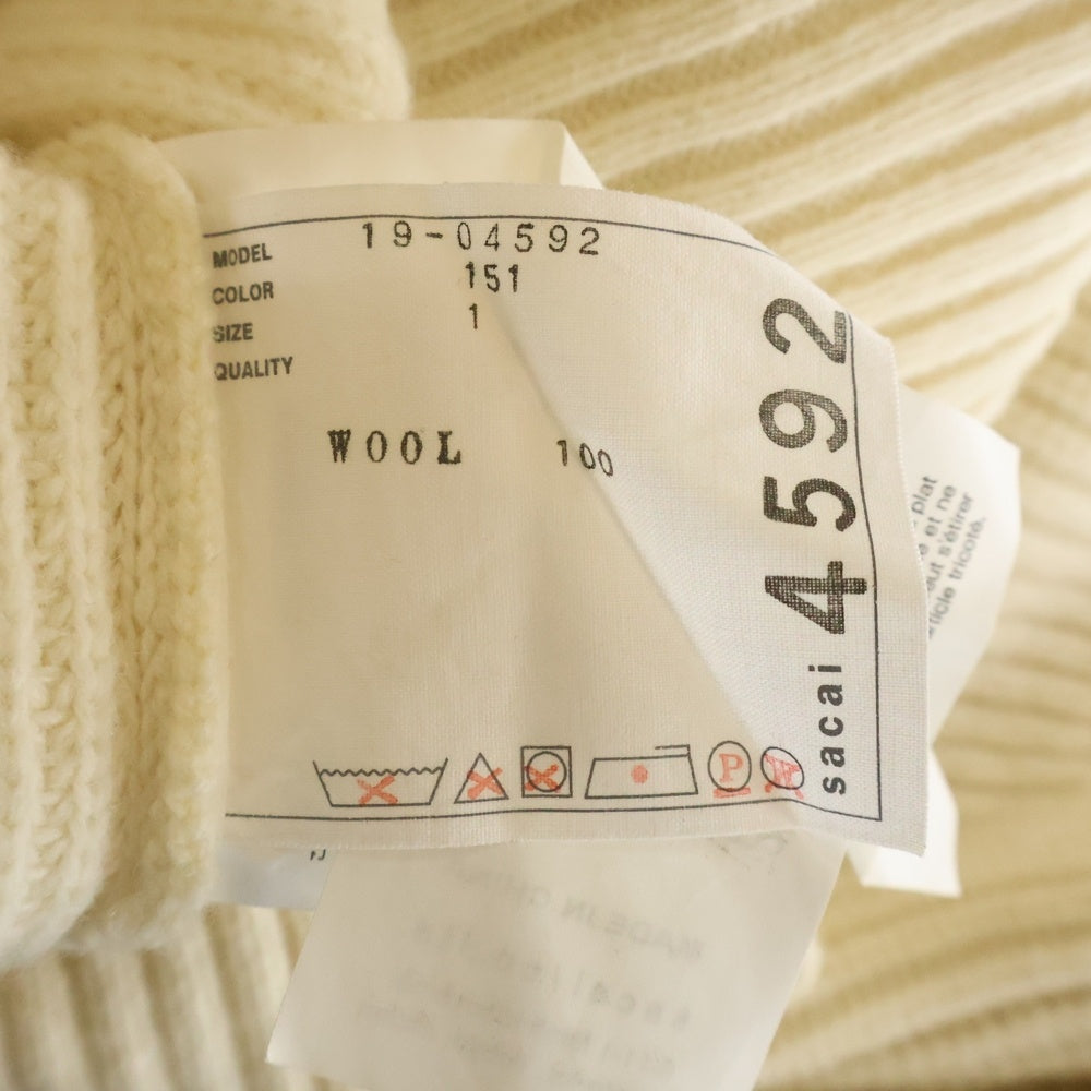Sacai(サカイ) アシンメトリー フリンジマフラーデザイン クルーネックニット セーター ベージュ 19-04592