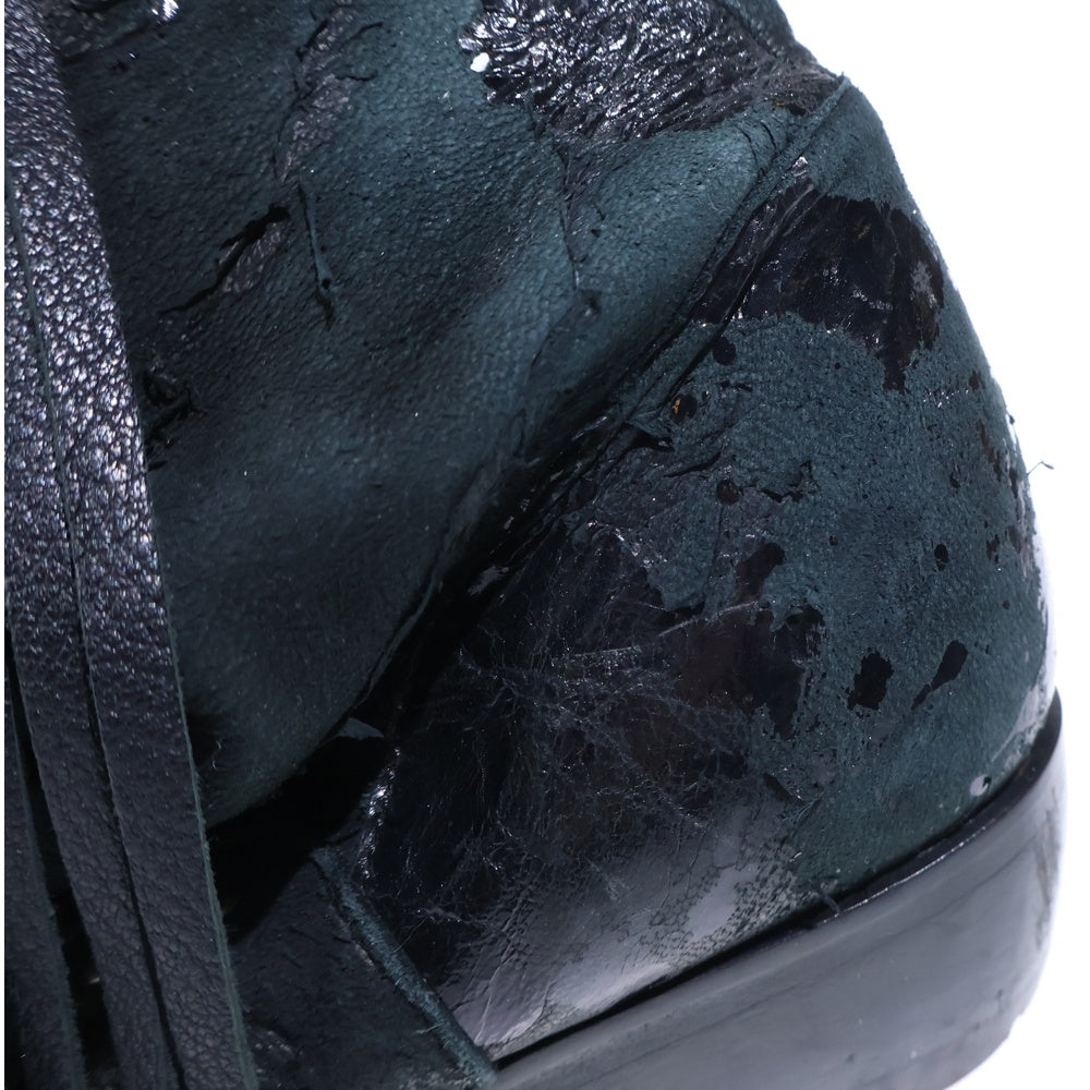 HIROMU TAKAHARA(ヒロム タカハラ) Waxed Distressed Deer Leather Boots ダメージ加工 ディアスキン サイドジップハイカットレザーブーツ ブラック 91110018