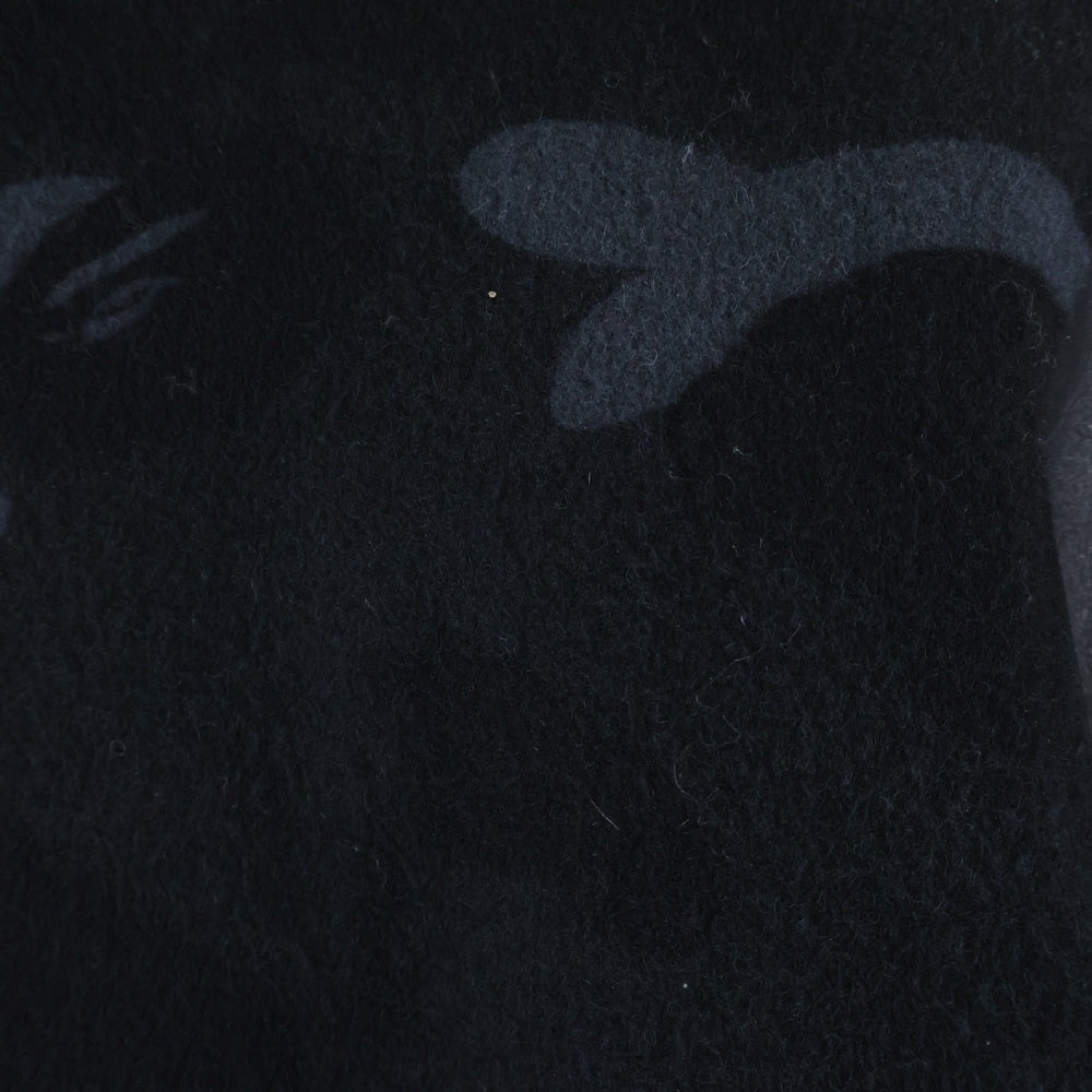 A BATHING APE(アベイシングエイプ) BLACK CAMO LEATHER VARSITY JACKET ブラックカモ総柄 アームレザー切替 ウールバーシティジャケット ジップアップブルゾン ブラック 001HJ0801003X