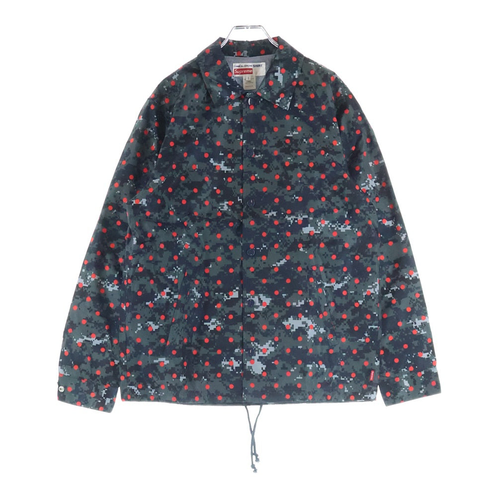 SUPREME(シュプリーム) 13SS ×COMME des GARCONS SHIRT Digi Camo Coach Jacket デジタルカモ ドット柄 ナイロン コーチジャケット ブラック/レッド