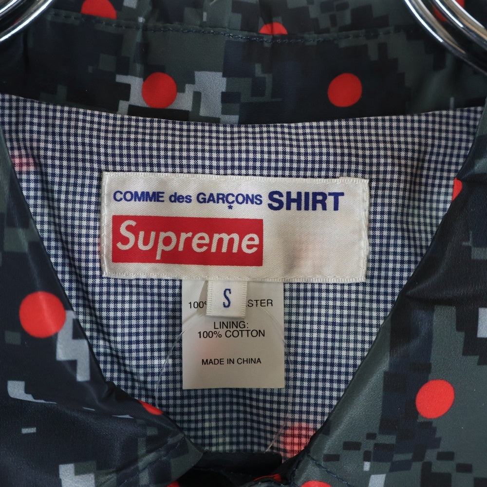 SUPREME(シュプリーム) 13SS ×COMME des GARCONS SHIRT Digi Camo Coach Jacket デジタルカモ ドット柄 ナイロン コーチジャケット ブラック/レッド