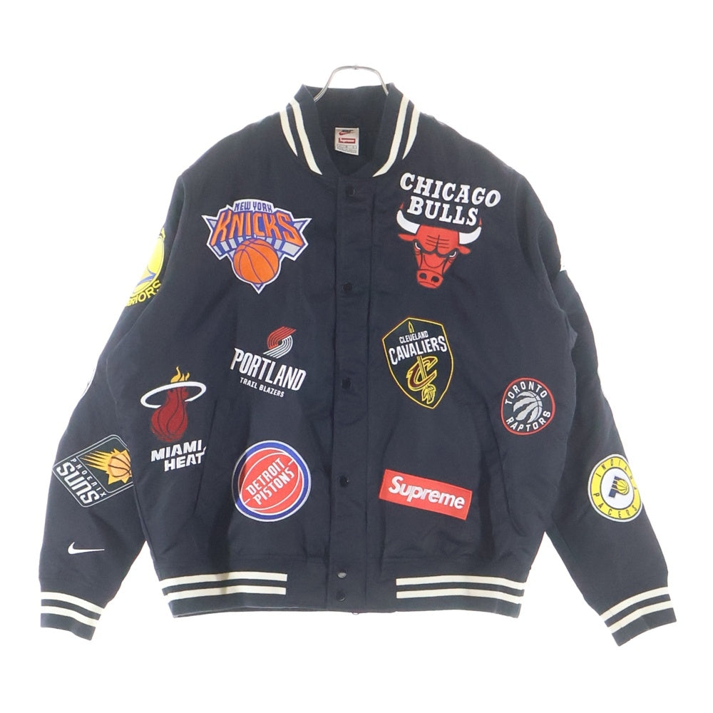SUPREME(シュプリーム) 18SS ×NIKE ×NBA Teams Warm Up Jacket ナイキ エヌビーエー チーム ウォームアップジャケット スタジャン ブルゾン ブラック AO3631-010
