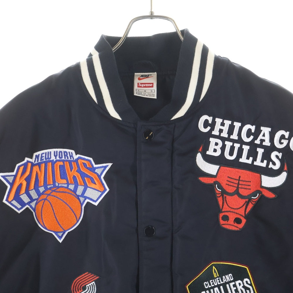 SUPREME(シュプリーム) 18SS ×NIKE ×NBA Teams Warm Up Jacket ナイキ エヌビーエー チーム ウォームアップジャケット スタジャン ブルゾン ブラック AO3631-010