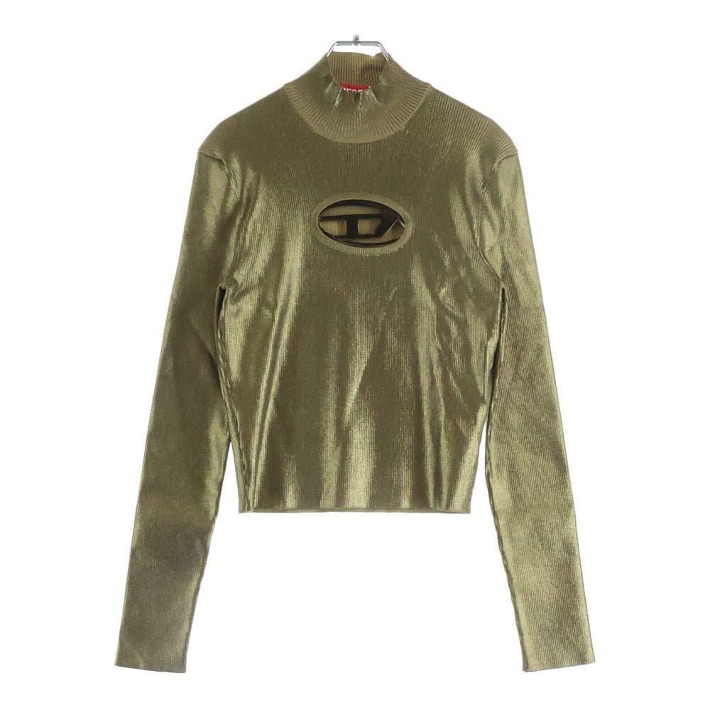 DIESEL(ディーゼル) M-ARCELLA フロントDロゴ グリッター モックネック長袖ニット セーター レディース ゴールド A08018