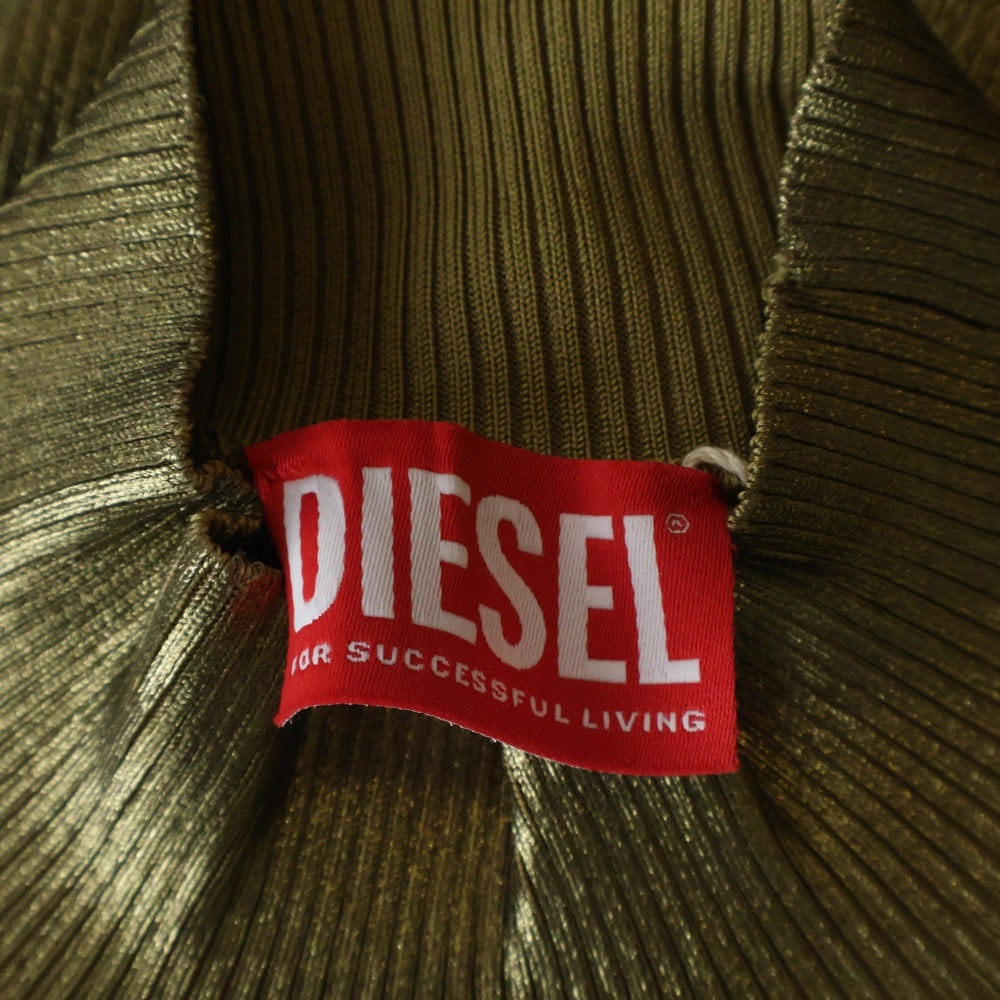 DIESEL(ディーゼル) M-ARCELLA フロントDロゴ グリッター モックネック長袖ニット セーター レディース ゴールド A08018